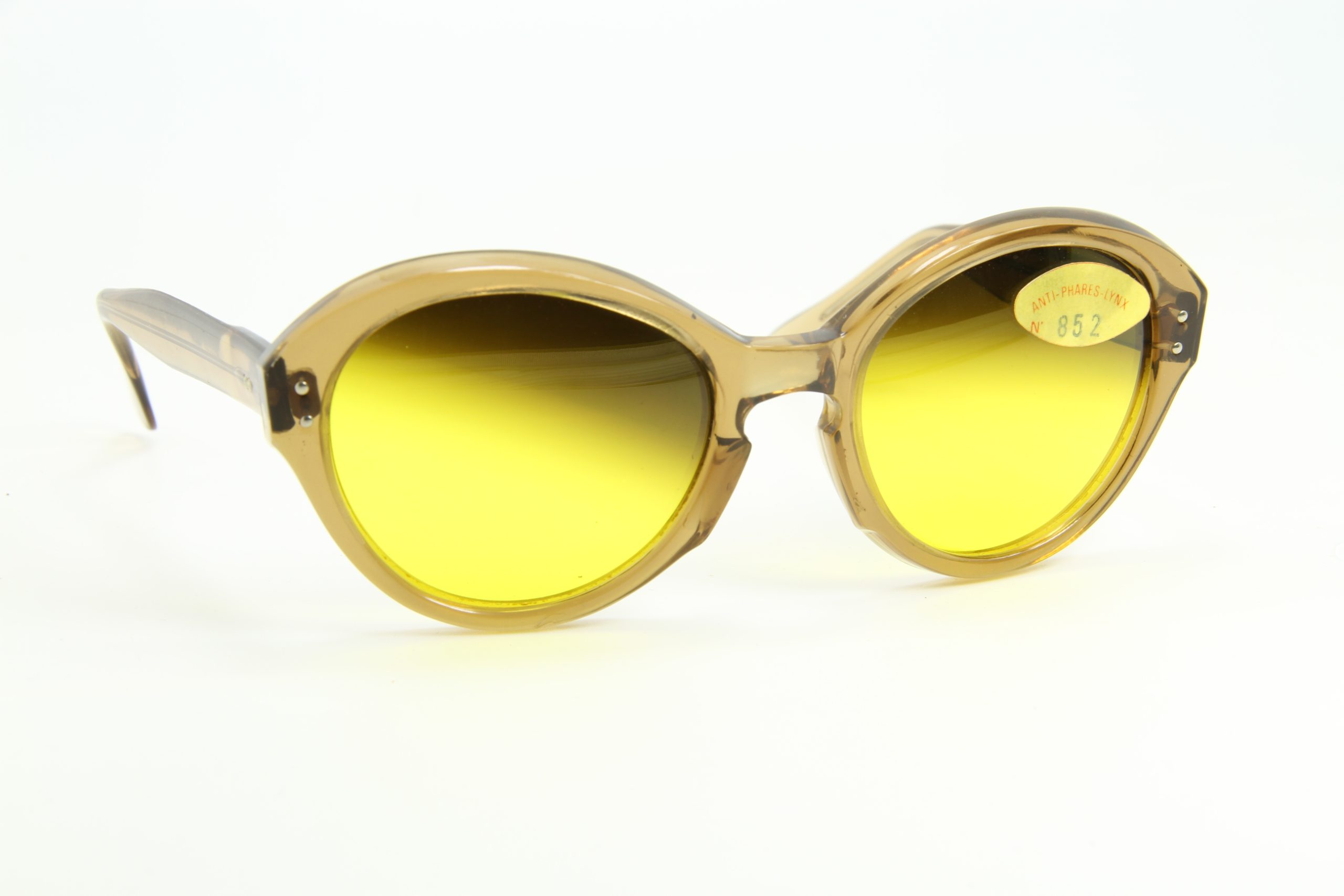 Vintage POUILLOUX 852 Women’s Crystal Brown Sunglasses Yellow Lens ...